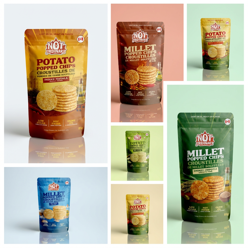 Various bags of popped chips